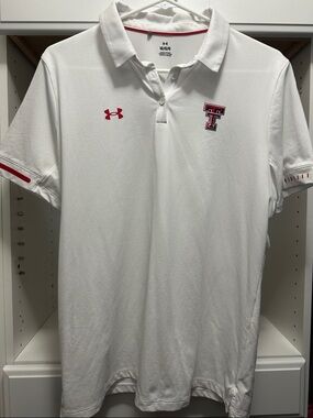 Under Armour White Polo with Red Texas Tech Accents